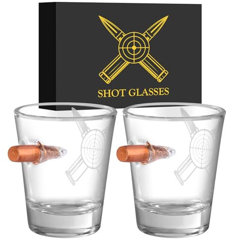 LKKCHER NOVELTY Personalisierte Glas-Schnapsgläser, 60 ml, 2er-Set mit Geschenkbox, für Tequila, Wodka, Espresso & Desserts, Langlebige und Wiederverwendbare Schnapsgläser für Zuhause, Bars & Party