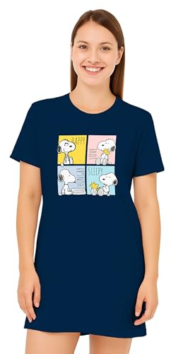 United Labels The Peanuts Snoopy nattlinne för kvinnor – sovskjorta pyjamas kortärmad topp blå