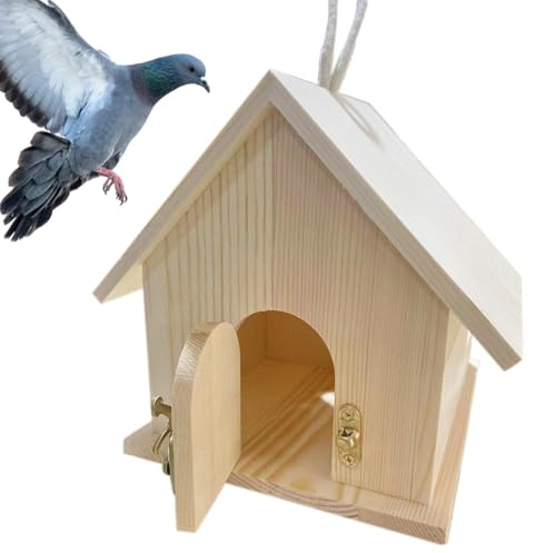 Bird Houses for Garden | Large Wooden Bird Box | House For Outside Hanging Small Bird Nesting Box | Bird House Perch House For Outdoors Birdhouse Birds Nests Cage Ornament