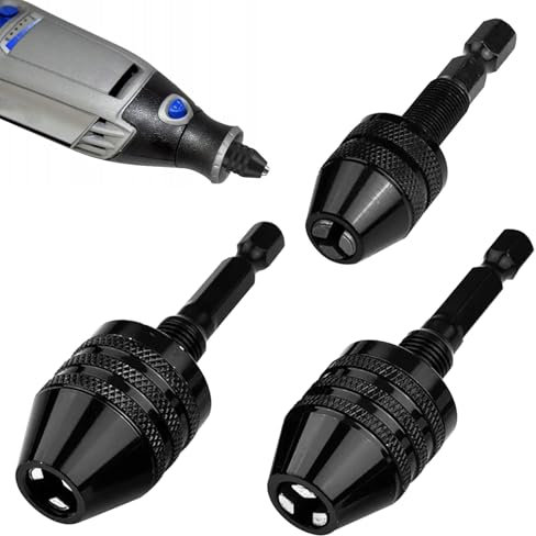 3 Pcs Chuck Keys for Drill,Drill Chuc k,Keyless Drill Chuck Bit 1/4 Inch Hex Shank Keyless Tool,0.3-6.5 Mm&0.3-3.6 Mm&0.8-8mm Quick Screwdriver Drill Adapter