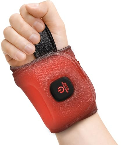 Wrist Heating Pad, Heated Wrist Wrap for Arthritis Carpal Tunnel Tenosynovitis Relief, 3 Temperature Levels with 3000 mAh Rechargeable Battery (Black)