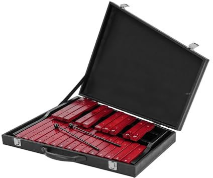 25 anteckningar xylofon inklusive praktiskt bärfodral, xylofon-instrumentofonplattor med bärväska, för högpresterande musikkonsert, presentation, skolkonsttävling (knallröd)