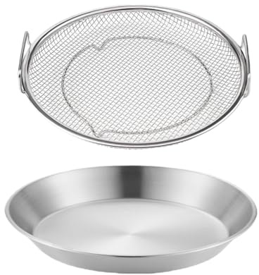 Filtro De De Fritura Acero Inoxidable - Rejilla De Drenaje Con Bandeja Antigoteo | Juego Doble Para Escurrir Alitas De Pollo, Patatas Fritas Y Alimentos | Tamaños 18cm, 20cm, 22cm