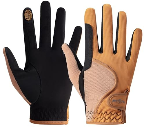 FitsT4 Sports Guanti da equitazione per bambini, estivi, traspiranti, antiscivolo, per equitazione, ragazzi con design touch screen, per equitazione e sport