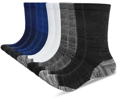 PUTUO Calcetines de Trabajo Hombre Reforzados: Calcetines Hombre Altos de Algodón - Work Socks Transpirable Anti-ampollas per Trabajo Deporte Running 43-46 Multicolor 5 pares