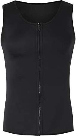 CEWIFO T-Shirt Uomo Cotone Manica Lunga Camicie Jeans Vintage Categoria Prodotti Tank Top Prodotto Maglietta Sauna In Neoprene Per Formare Il Corpo E Gilet Snellente (Black, Xxl)