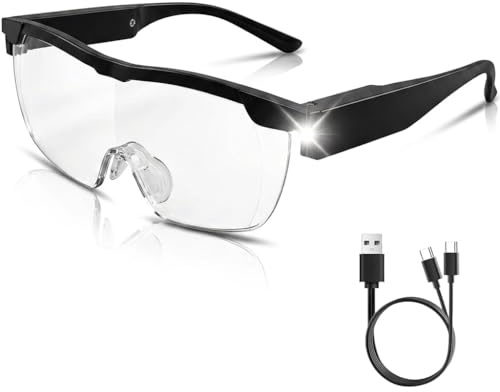 Magnifying Glasses with Light, 160% LED Magnification Eyeglasses