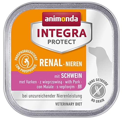 Nourriture de régime pour chien Integra Protect d’animonda, nourriture humide en cas d’insuffisance rénale chronique, au porc, 11 x 150 g