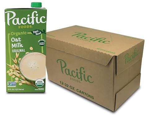 Pacific Foods Original Organic Oat Milk, Plant Based Milk, 32 oz Carton (12 Pack)