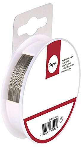 Rayher Schmuckdraht, Nylon coated, ø 0,38 mm, Spule 9,2 m, silber, glänzend, Silberdraht zum Basteln, Basteldraht, Edelstahldraht, Nylon ummantelt, 2159022