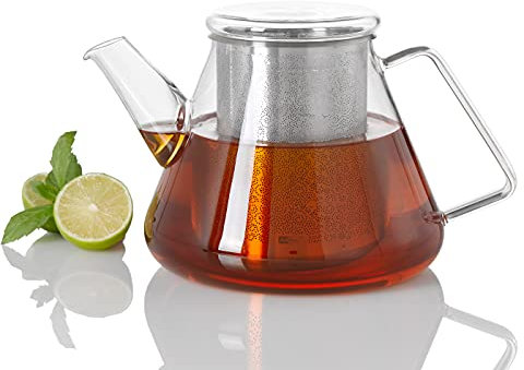AdHoc TK50 Teekanne 1,5 l mit Filter für losen Tee ORIENT+, Glas/Edelstahl