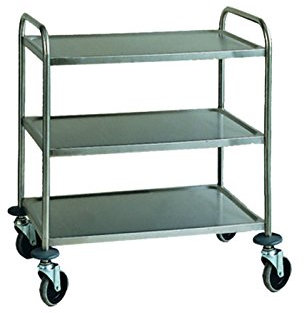 neoLab 2-7074 Edelstahl-Transportwagen, 3 Etagen, 94 cm x 50 cm x 92 cm