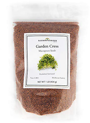 Garden Cress Seeds for Microgreens & Planting Outdoors | 1 LB Bulk Resealable Package | Non GMO Heirloom Variety | Rainbow Heirloom Seed Co.