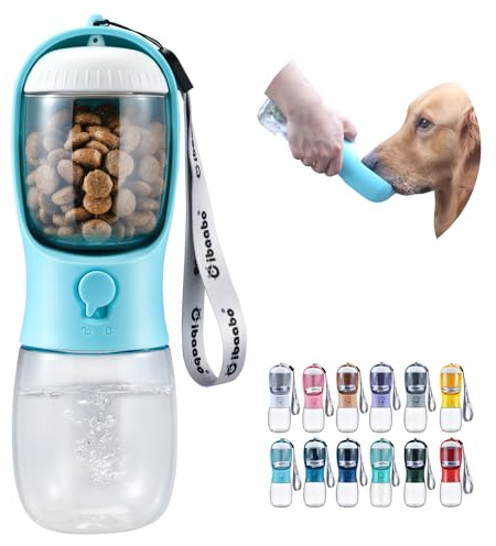Cibaabo Hunde-Wasserflasche mit Futterbehälter, Reise-Welpen-Wassernapf, tragbarer Haustierspender, Zubehör für Hundesachen, Welpen-Essentials für Yorkie, Chihuahua, Katze, Spaziergänge und Wandern