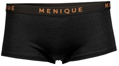 menique Boxer Femme 100% Laine Mérinos Doux Respirant Anti-frottement, Noir , XL