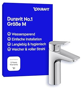 Duravit No.1 tvättställskran, storlek M (pip höjd 117 mm), kran badrum, handfat armaturer, krom