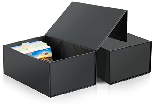 tutata 4X6 Index Card Holder, Index Card Storage Box 4 x 6 Inches, Fits 1200 Flash Cards - 2 Pack, Black