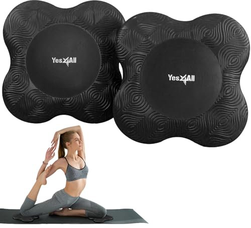 Yes4All LA50 2PCS Yoga-Knie-Pads Extra Dick, Yoga-Knie-Pad für Pilates-Übung, Kissen Knie Ellbogen Matte Zubehör für Frauen Männer Fitness Reisen (Schwarz)
