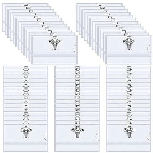 100 Stück Namensschilder, 90 x 56mm Transparent Ausweishüllen Id Kartenhalter mit Clip und Anstecknadel, Namenschilderhülle für Schulen, Büro, Reisen