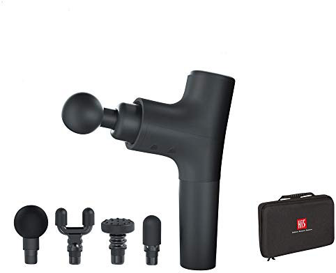 Massagepistole Mit Austauschbaren Silikon-Aufsätzen Und LED Anzeige Tragbares Massagegerät für Muskelentspannung Lautlos Mit Hohem Drehmoment Elektrische Muskelpistole (4 Aufsätze, Schwarz)