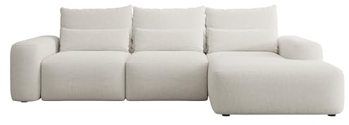 Selsey Sofa Ecksofa Eckcouch Schlafsofa Couch Mit Stauraum Schlaffunktion Pflegeleicht Mit Kissen Lendenkissen L Form Freistehend Rechts Hydrophobe Chenille Creme Carnos