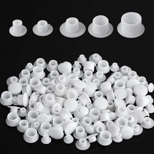 Abdeckkappen Für Bohrlöcher 150 Stück Schraubenabdeckung Weiss Bohrloch Abdeckkappen für Nagellöcher Schraubenlöcher Teilungslöcher in Schränken 5 Mm/6 Mm/8 Mm/10 Mm/12 Mm