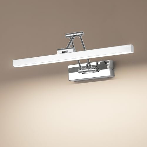 Pasoar LED Spiegel Lampe Badezimmer 40 cm, Rotation Spiegel Lampen IP44, Licht Badezimmer 12W 960LM, LED Lichter, Neutral Weiß 4000K, Chrom