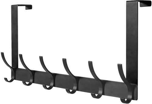 CASPLUS Over Door Hooks, Heavy Duty Over Door Hanger, 12 Door Hooks for Coats, Hats, Bags, Clothes, Towels, Black