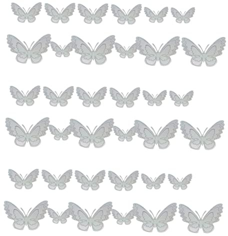 OSALADI 36piezas Decoración De Metal Hueca Mariposas De Pared Para Dormitorio Papel Tapiz Estéreo