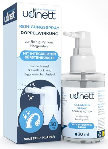 Spray Limpiador para Audífonos con Cepillo Integrado Udinett Sanitizante 30ml para Limpiar Auriculares Bluetooth Fórmula Sin Alcohol Elimina el Cerumen y la Suciedad con Efecto Inmediato
