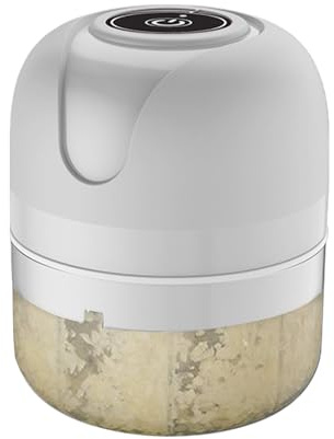 Teksome Chopper de ajo eléctrico, Chopper de alimentos eléctricos - Chopper de cebolla vegetal,Gadget de cocina Procesador de alimentos pequeños para acampar, cortar jengibre, chile, fruta, carne