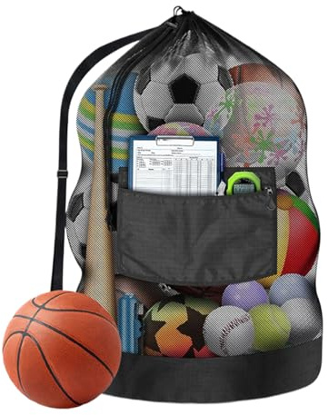 Generisch Sac de football - Sac en maille de résistance avec cordon de serrage et grande capacité | Accessoires de loisirs en plein air pour le sport, le football, l'école, le pique-nique, le