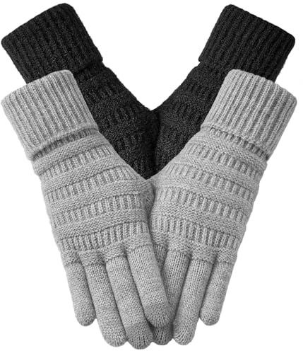 Passionbility Winter Gloves for Women-Touch Screen double-layer Knit Texting Warm Gloves for Cold weather