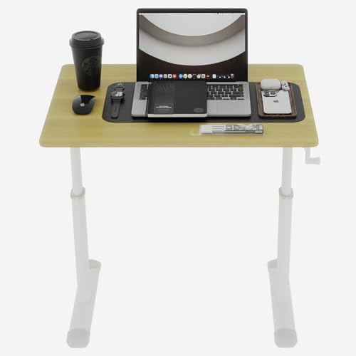 ZHOMGG Scrivania regolabile in altezza manuale 80 x 60 cm, tavolo da lavoro seduto in piedi a manovella, struttura a doppia colonna stabile, 60 – 90 cm, per studente (acerbo)