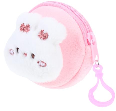 Ciieeo Monedero Pequeño de Peluche Diseño de Conejo Mini Bolsa Suave para Monedas y Auriculares Neceser Portátil para Estudiantes y Accesorio Adorable y Funcional