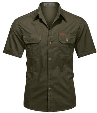 Misfuso Chemises Homme Manches Courtes Randonnée Cowboy Extérieur Vert L