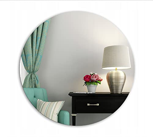 Ramix Rund Spiegel, Rahmenloser, Spiegelfliese, Wandspiegel, Badspiegel, Zimmer, Größe: 60 cm Durchmesser