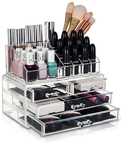 Glamsmacked Clear Acrylic Cosmetic Palette Organiser Display Table Storage Stand for Make Up, 8 Section or Shelves for your Favourite Eye Shadows, Blushers Cosmetics and Make Up (Transparent)