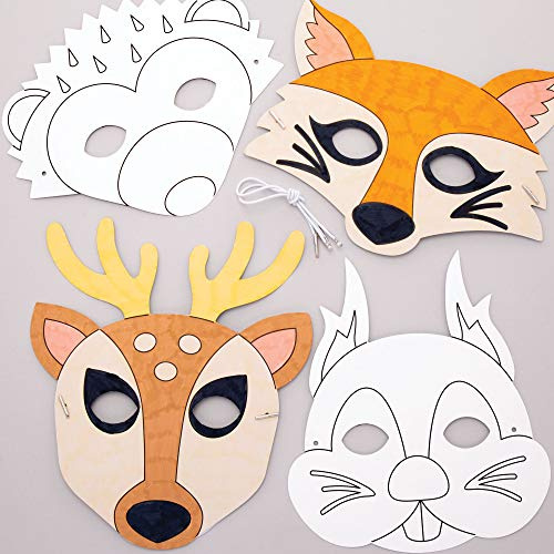 Baker Ross Masques Animaux des Bois à colorier (Paquet de 8) - Loisirs créatifs pour Enfants, Assortiment