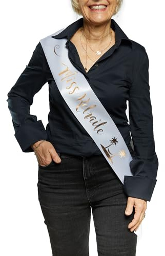 OLILLY Echarpe pour Fêter pour Fêter Le Départ en Retraite - Echarpe Blanche et Or - Vive la Retraite ou Miss Retraite (Miss Retraite)