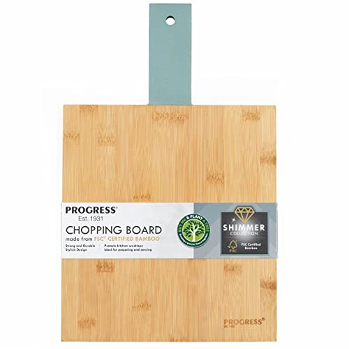 Progress BW09828GEU7 Chopping Board, Wooden Charcuterie & Cheese Serving Board, Strong & Durable FSC® Bamboo, Ideal for Slicing, Food Preparation, Protects Kitchen Worktops, Shimmer Collection, 39cm