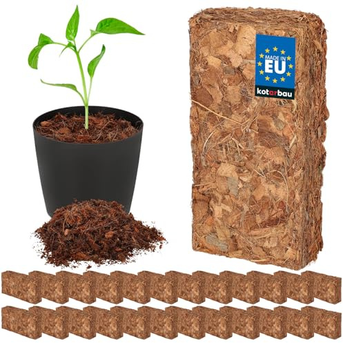 KOTARBAU® Naturligt & torvfritt kokosjord för växter och terrarier Kokosfiberpottingsjord, 24 x 500 g - 120 L kokosgrond