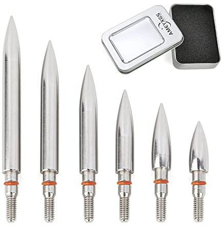 SHARROW Archery Target Field Points Arrowhead Stainless Steel Counterweight Arrow Tips 100-300 Grains Screw-In Arrow Head with Rubber O Ring and Storage Box(250 Grains, 19/36)