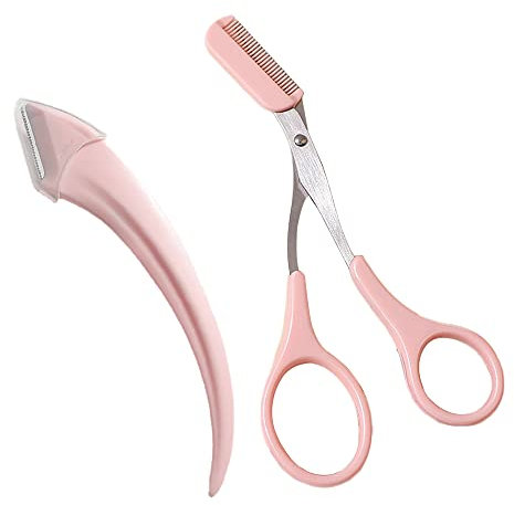2 Pcs Eyebrow Trimmer Scissor Eyebrow Trimmer Set Professional Precision Eyebrow Grooming Beauty Tool with Comb for Men Women Beginner Eyebrow