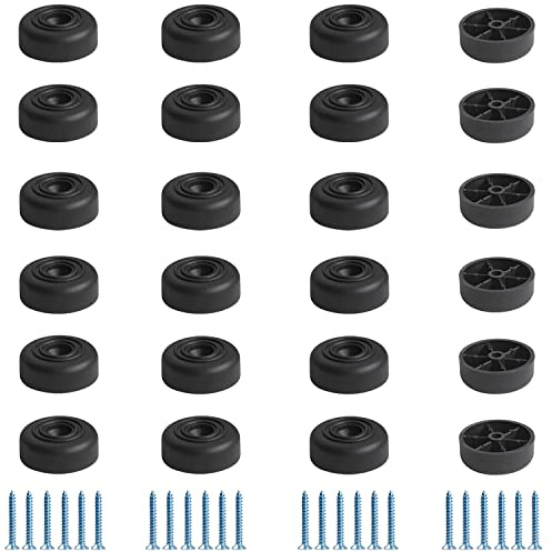 LEIMEND Pieds de Meubles Ronds 24 Pièces Pieds de Meuble Noir Ø 33 x H13 mm | Pied Canapé PP Plastique avec 24 Vis Pieds Pad Cabinet Pieds Meubles Accessoires pour Meubles Tables Chaises Armoire