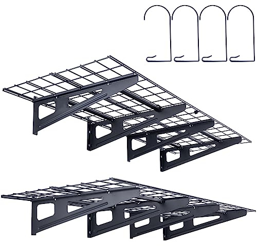 VEVOR Scaffali da 2 Pezzi per Garage Con Griglia 122 x 61 cm Montaggio da Parete, Capacità Carico max. 113,4 kg, Portaoggetti Galleggianti per Organizzazione, Officina