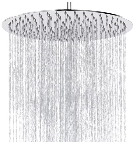 Regenduschkopf, Katezon High Flow Regenduschkopf aus Edelstahl, Badezimmer-Wasserfalldusche, universelle Wand- und Deckenmontage (30cm, Chromoberfläche)