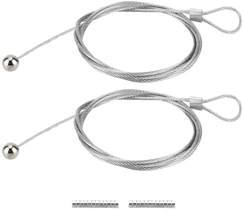 Fotodrahtseil, 2 Stück 2 Meters x 1.5 mm 304 Edelstahl Aufhängen Fotokette, mit 24 Knopfmagnete, Einstellbar Edelstahl Fotoseil Drahtseil, für Aufhängen von Lampen Bilderrahmen Foto Postkarten