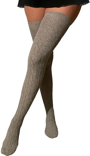 GYMXPRO Over The Knee Socks For Women Thigh High Socks For Woman Cotton Extra Long Thigh High Boot Socks For Tall Women, Black, One size (Grey)