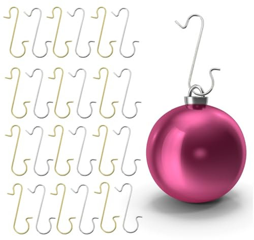 happymas 200x Haken Weihnachtsbaum - Kugelaufhänger Baumhaken Weihnachtsbaumhaken in Gold und Silber: S-förmige Aufhänger für Christbaumkugeln und Weihnachten Weihnachtskugeln
